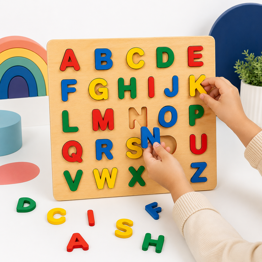 Capital ABC Wooden Puzzle Board for Kids | Educational MDF Alphabet Learning Toy