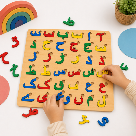 Urdu Alphabet Wooden Puzzle Board for Kids | Educational MDF Urdu Learning Toy